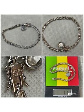 Ross Simon’s  Sterling Silver 925 Gold Tone Heart Tennis Bracelet 7.5"